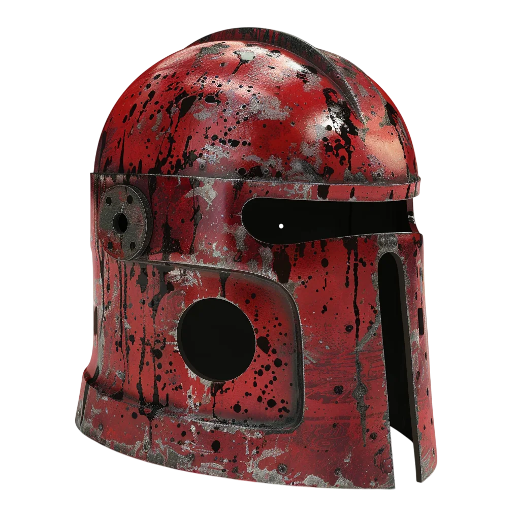 Weathered Red Sci-Fi Helmet Free PNG