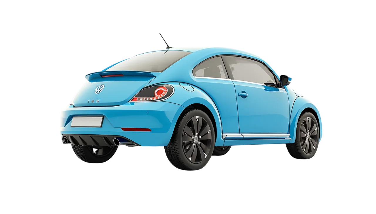 Blue Retro Compact Coupe Rear View Free PNG
