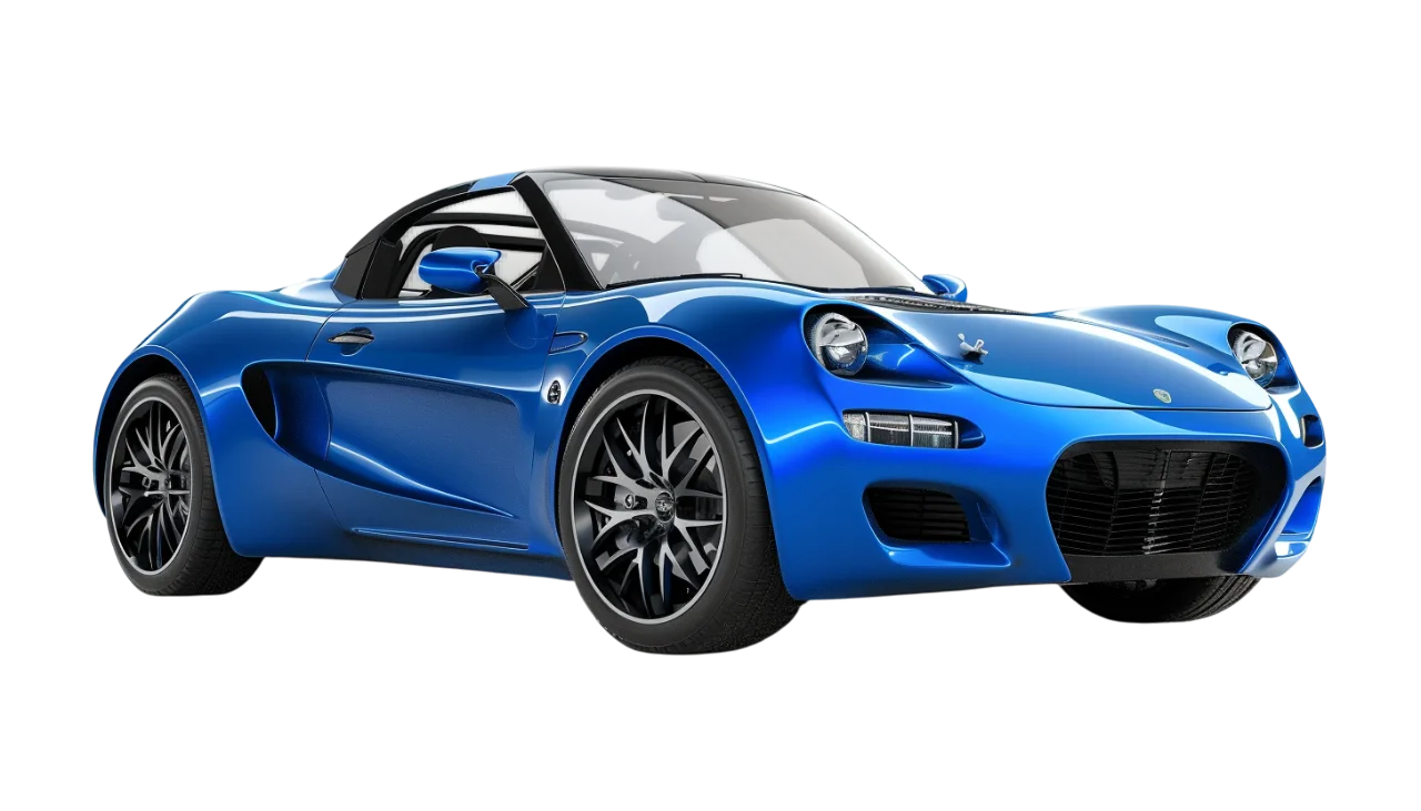 Blue Sports Roadster in Three-Quarter View Free PNG