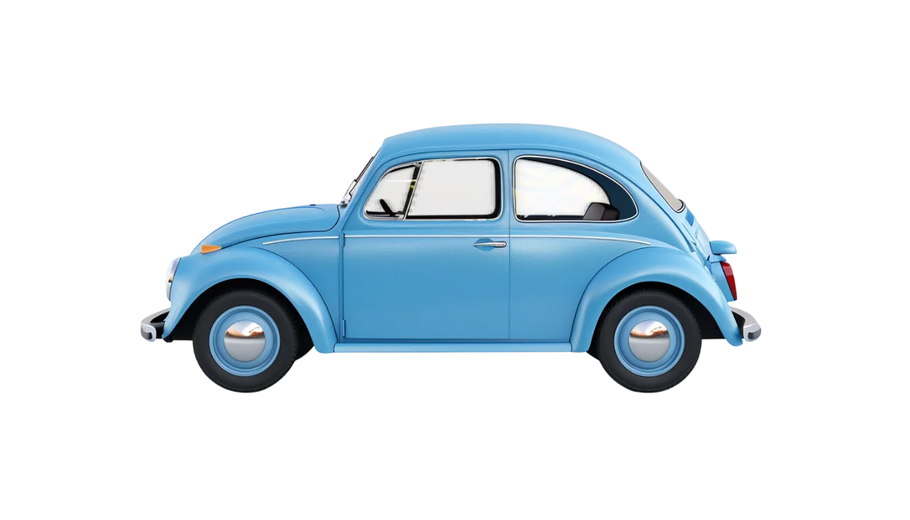 Blue Vintage Compact Car Side View Free PNG