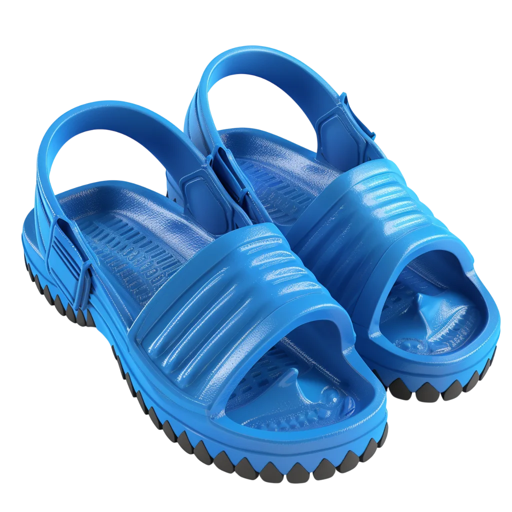 Blue Open-Toe Sport Sandals with Heel Straps Free PNG