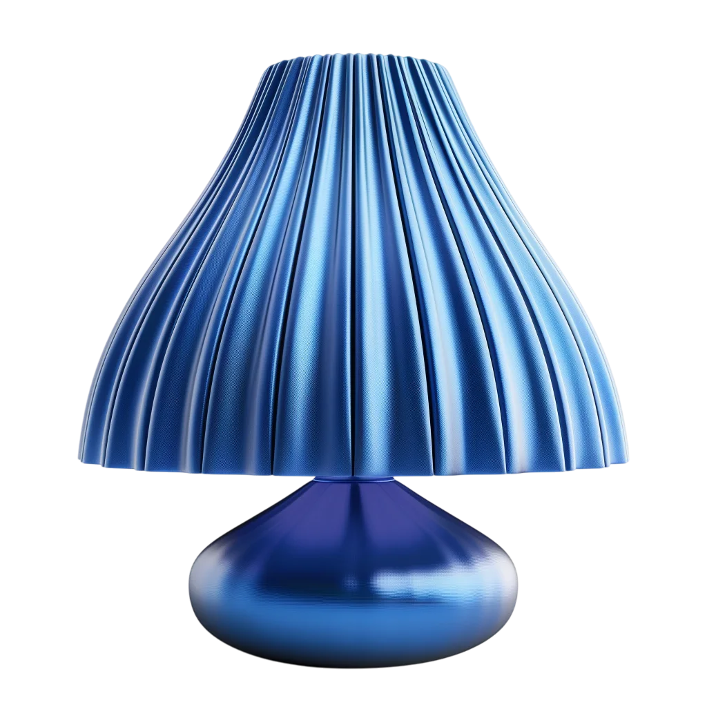 Glossy Blue Table Lamp with Pleated Shade Free PNG