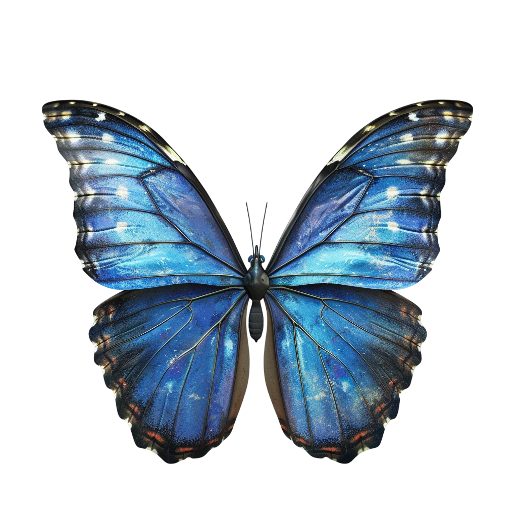 Luminous Blue Butterfly with Starry Wings Free PNG
