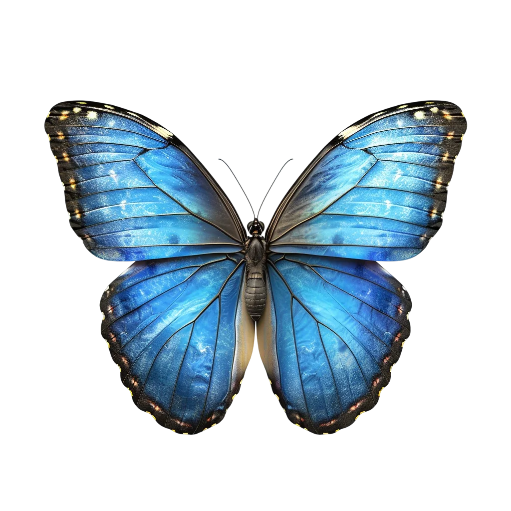 Blue Butterfly with Wings Spread Free PNG