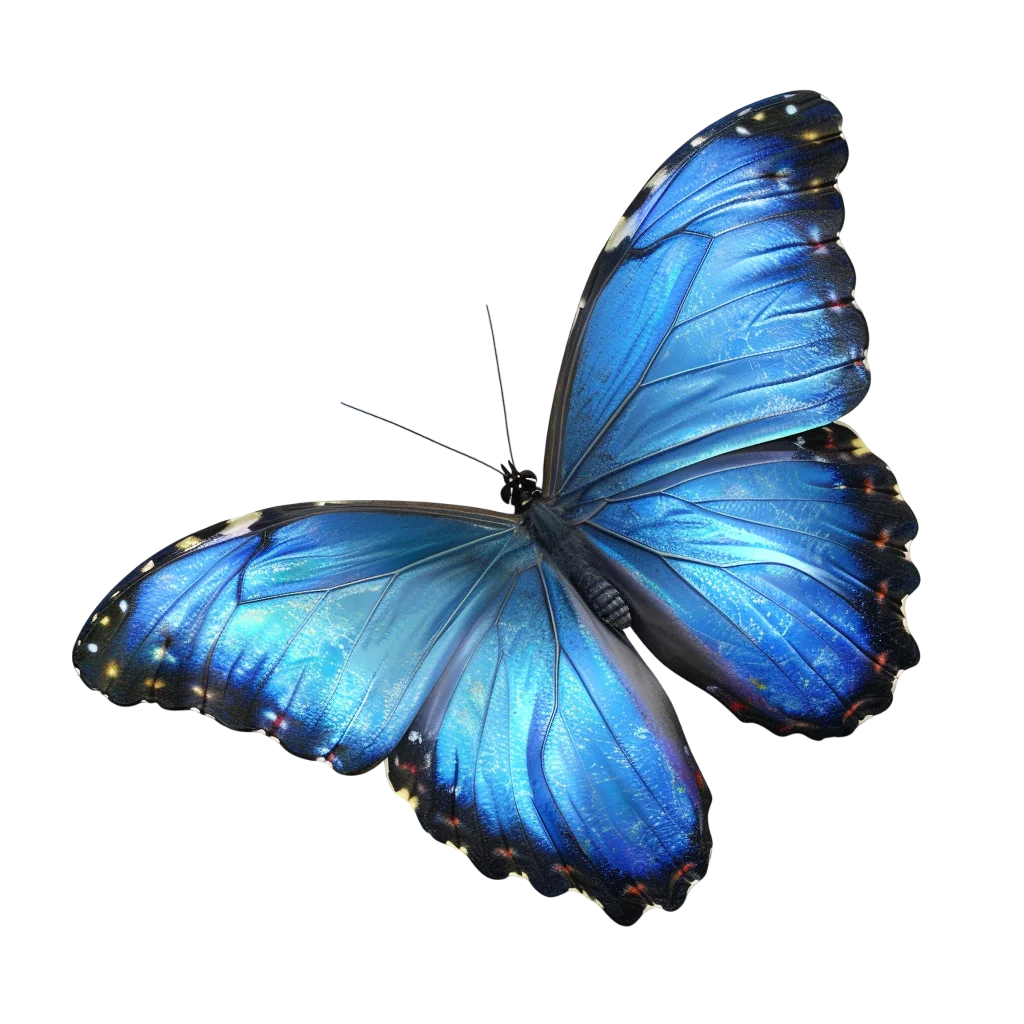 Bright Blue Butterfly with Open Wings Free PNG
