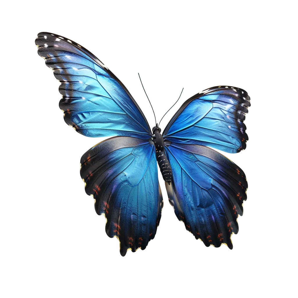 Vibrant Blue Butterfly with Open Wings Free PNG