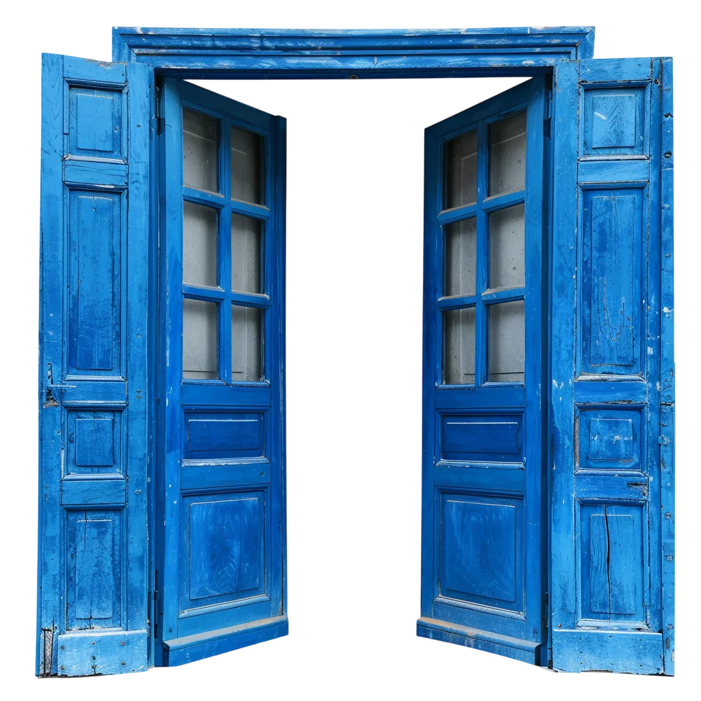 Open Weathered Blue Window Shutters Free PNG