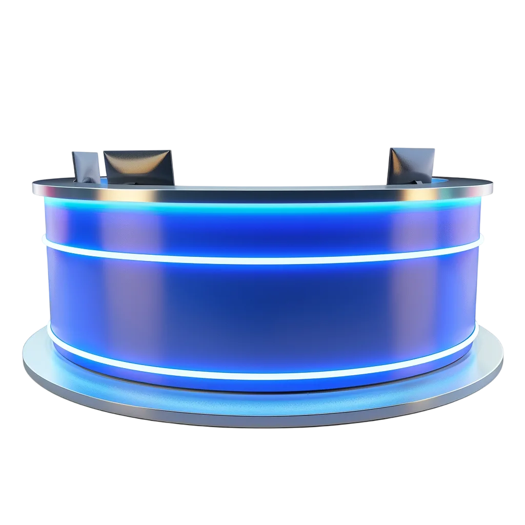 Futuristic Blue LED Reception Desk Free PNG