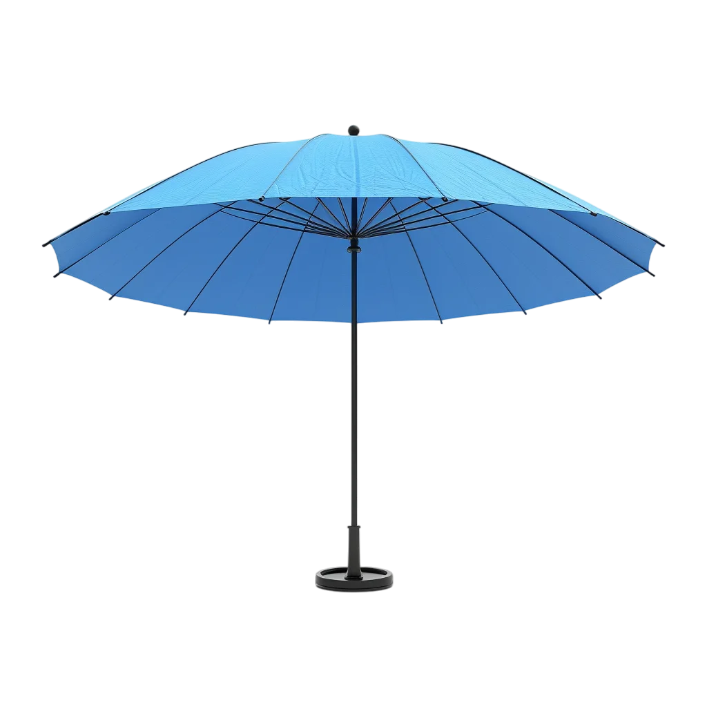 Open Blue Patio Umbrella with Stand Free PNG