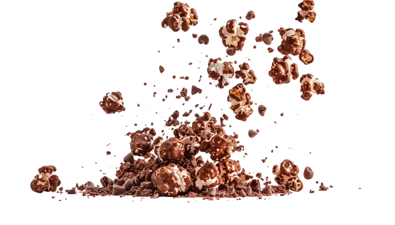 Chocolate-Covered Popcorn Falling in a Pile – Free PNG
