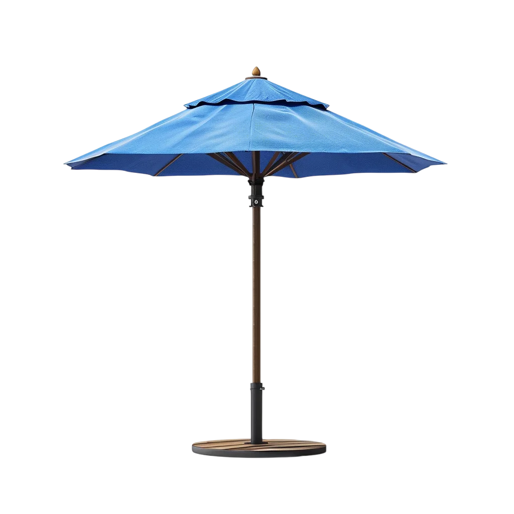 Open Blue Patio Umbrella with Round Base Free PNG