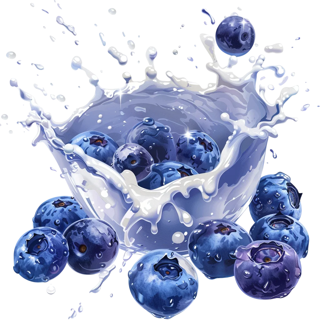 Blueberries in a Creamy Splash Free PNG