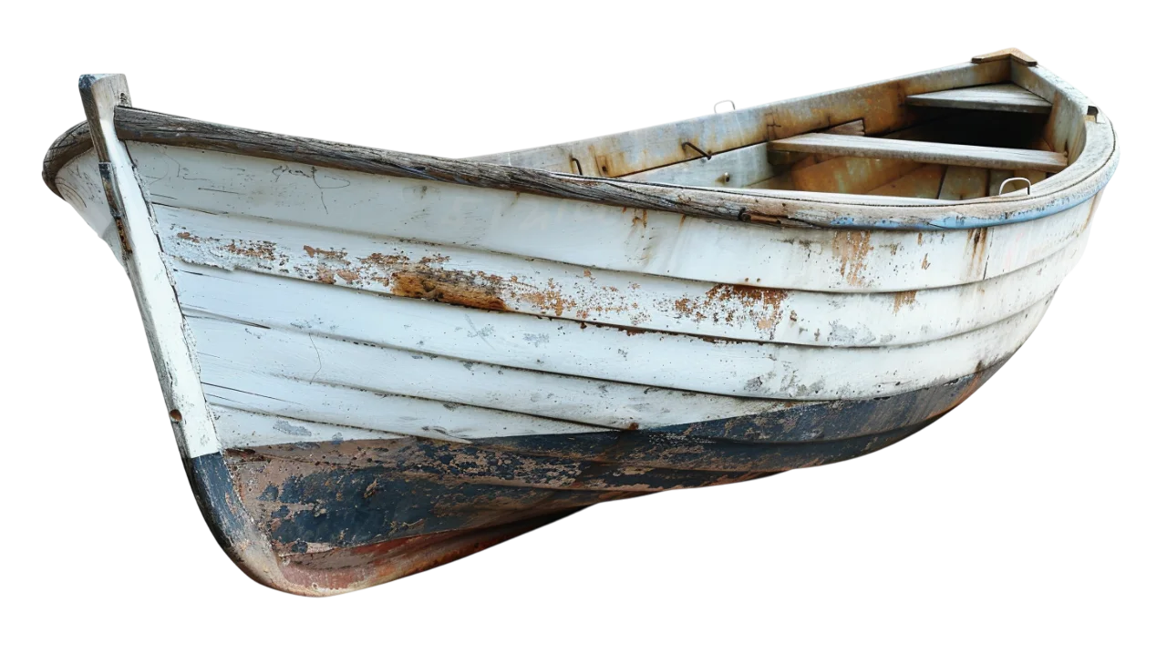 Weathered White Wooden Boat Free PNG