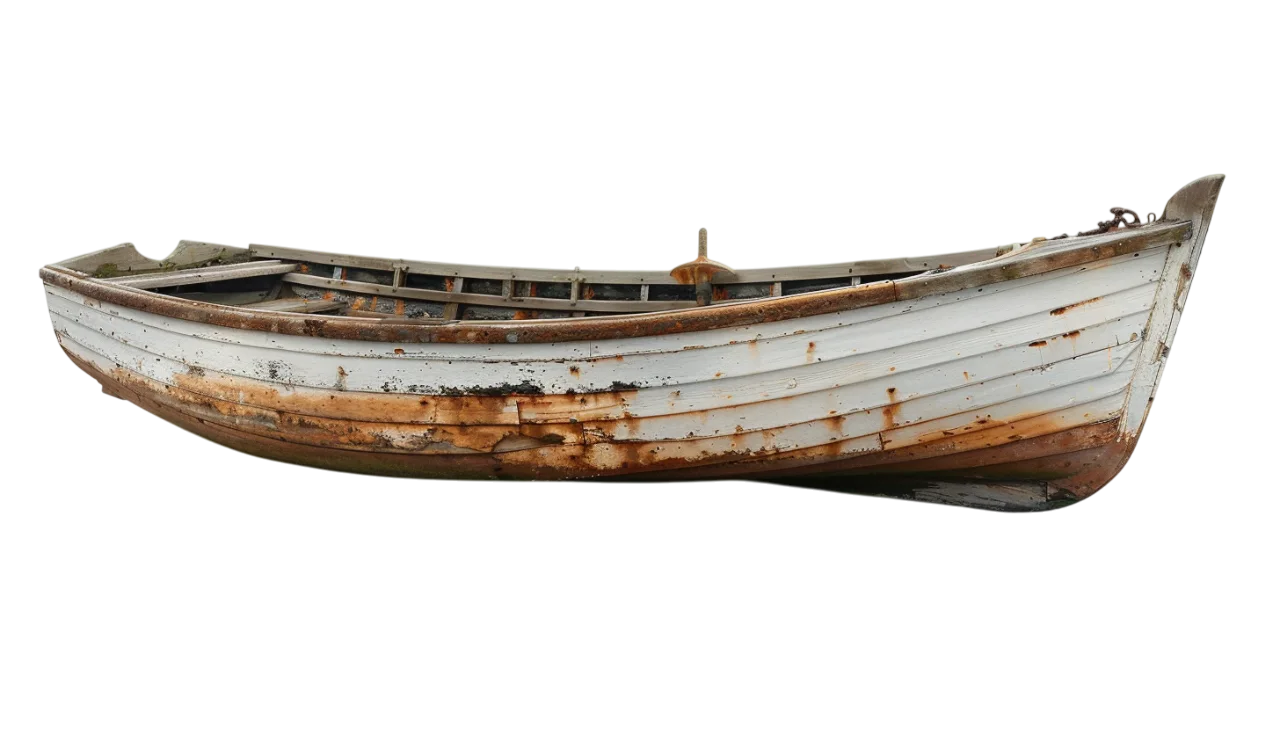 Weathered White Wooden Rowboat | Free PNG