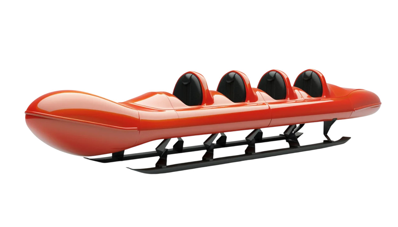 Orange Four-Seat Amusement Ride Sled Free PNG