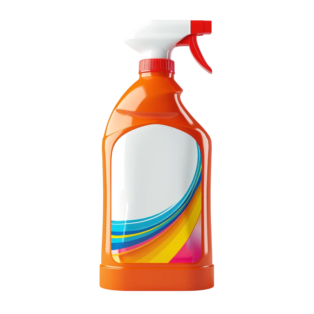 Orange Trigger Spray Bottle with Colorful Label - Free PNG