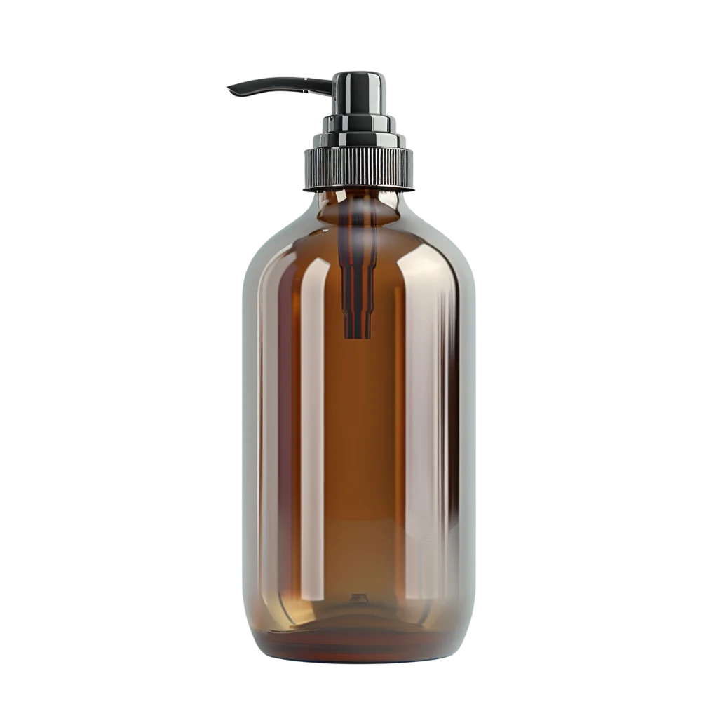 Amber Glass Pump Bottle Free PNG