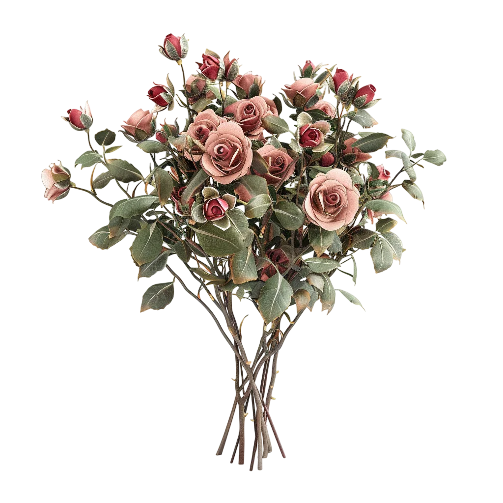 Vintage Pink and Red Rose Bouquet Free PNG
