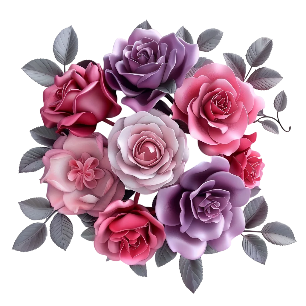 Pink and Lavender Rose Bouquet Free PNG