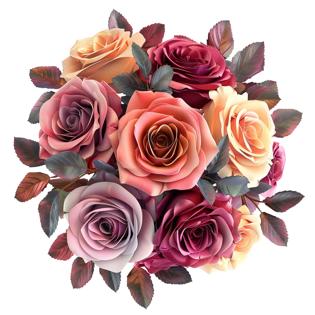 Colorful Rose Bouquet Free PNG