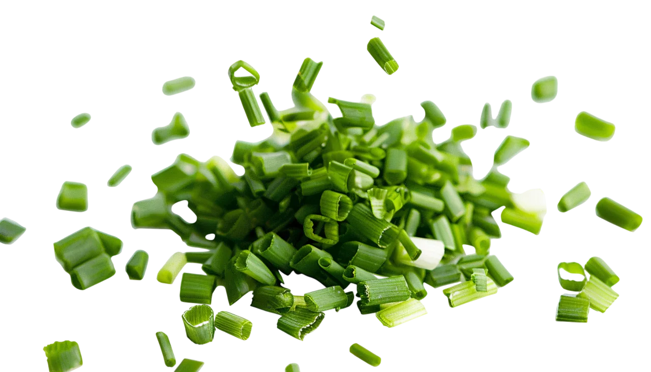 Chopped Green Onions Scattering in Midair - Free PNG