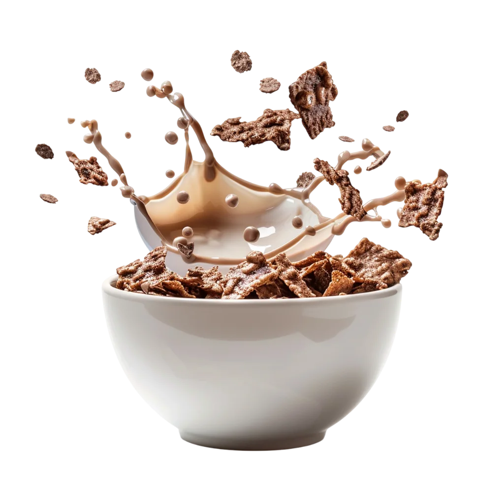 Chocolate Cereal Bowl with Splash of Milk Free PNG