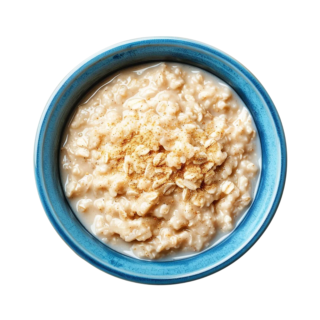 Creamy Oatmeal with Cinnamon in a Blue Bowl Free PNG