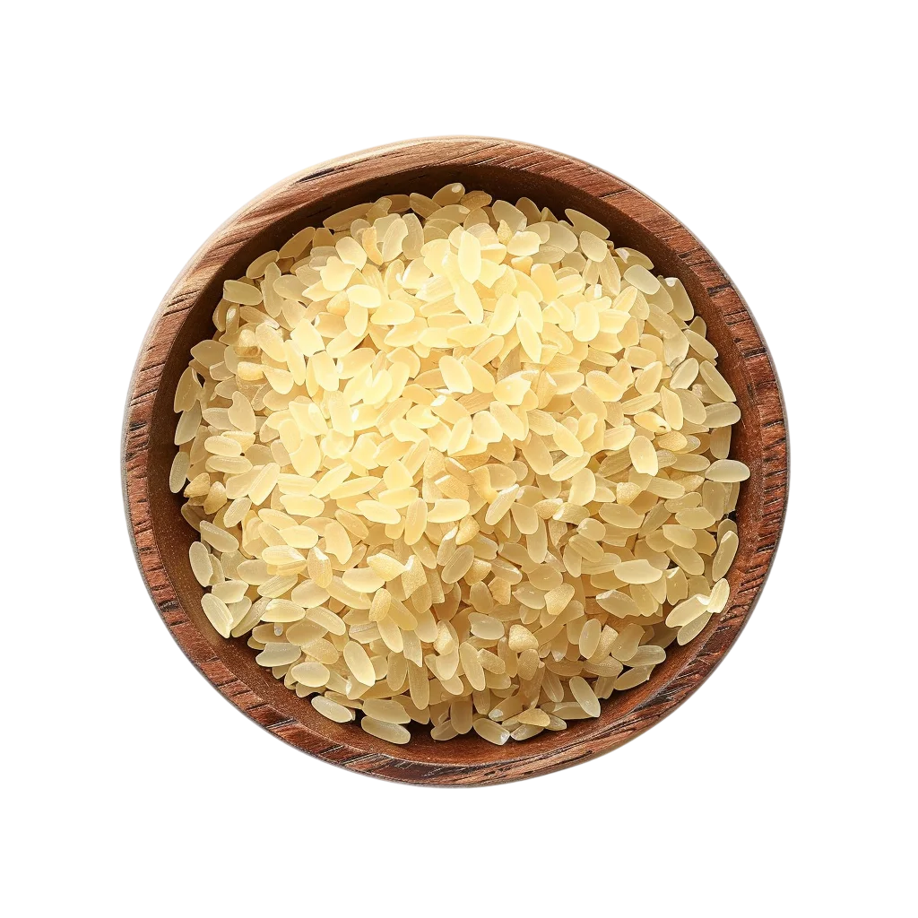 Uncooked Rice in a Wooden Bowl Free PNG