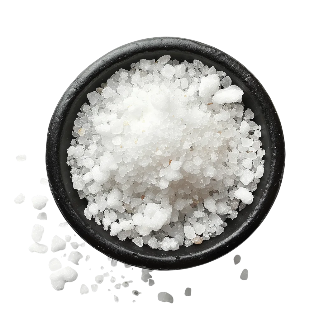 Coarse Salt Crystals in a Black Bowl | Free PNG