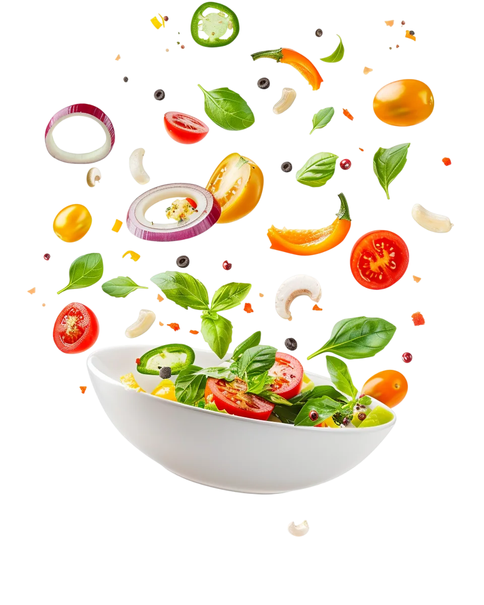 Floating Fresh Vegetable Salad Bowl Free PNG