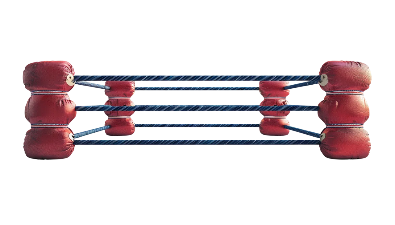 Red Boxing Ring Ropes and Corner Pads Free PNG
