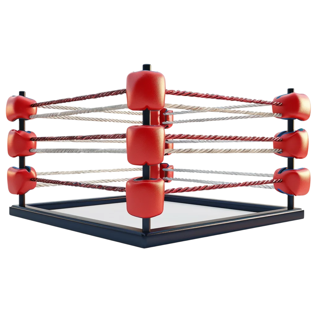 Empty Boxing Ring with Red Corner Pads Free PNG