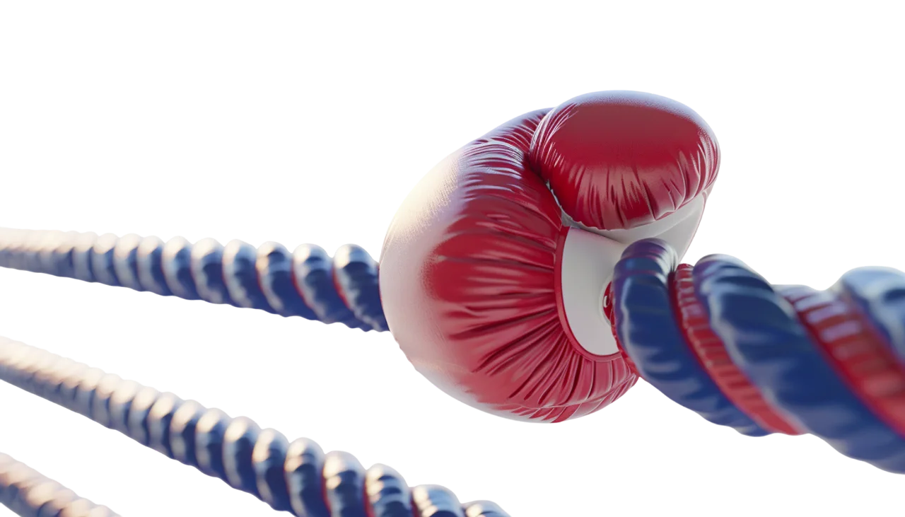 Red Boxing Ring Corner Pad and Ropes Free PNG