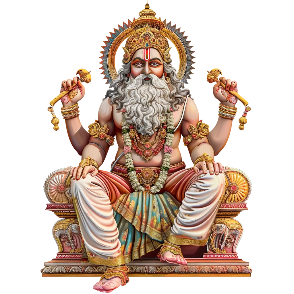 Bearded Hindu Deity on an Ornate Throne Free PNG