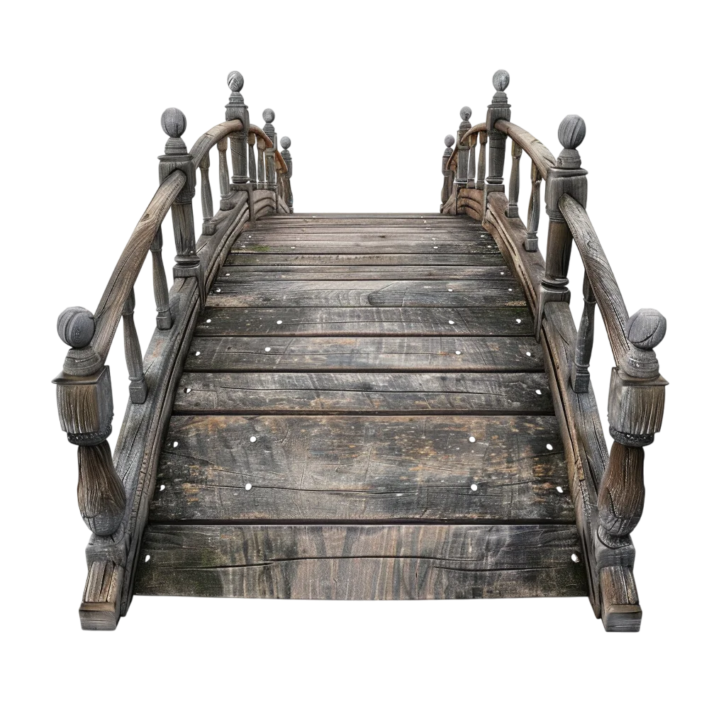 Ornate Weathered Wooden Bridge Free PNG