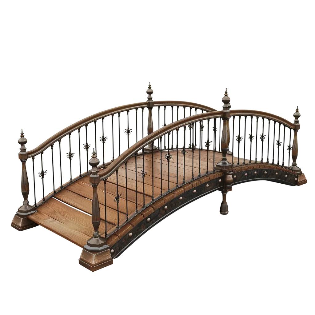 Ornate Arched Wooden Footbridge Free PNG