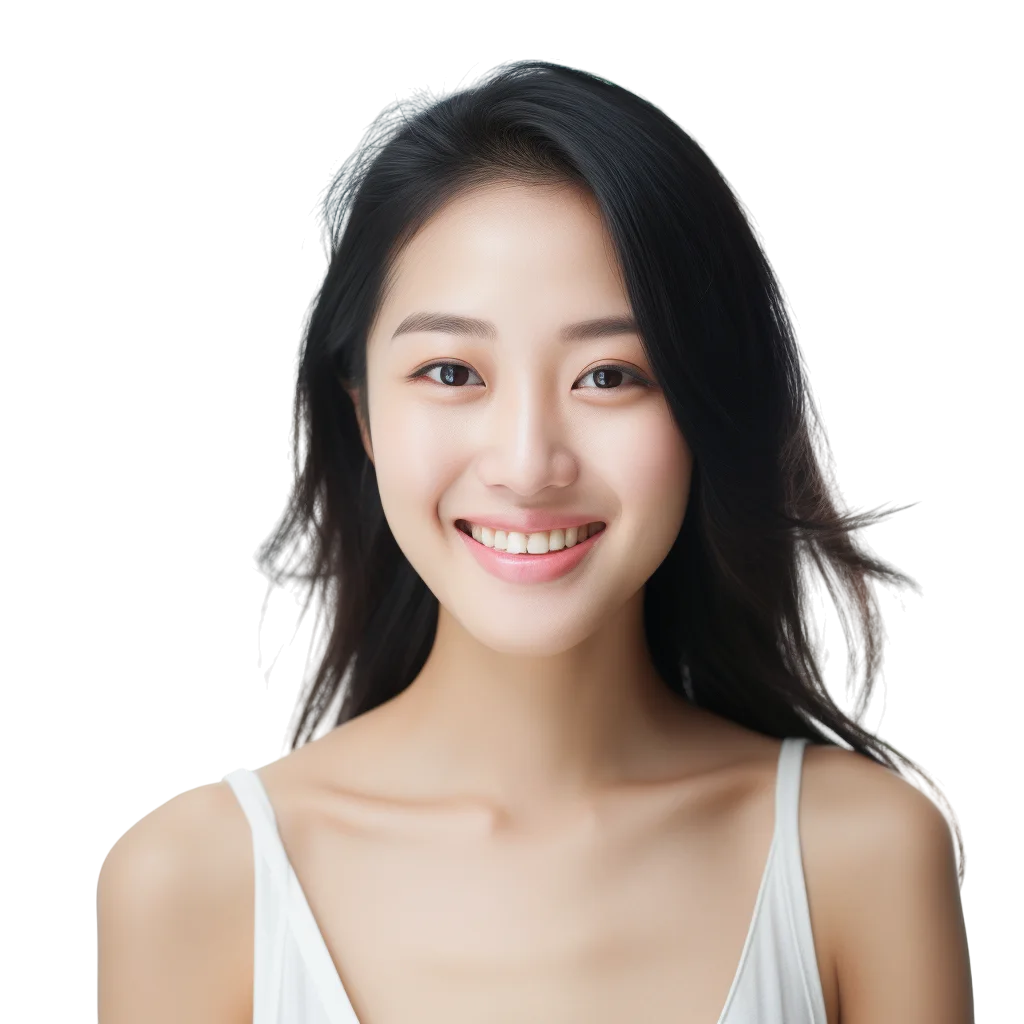 Smiling Asian Woman with Long Hair – Free PNG