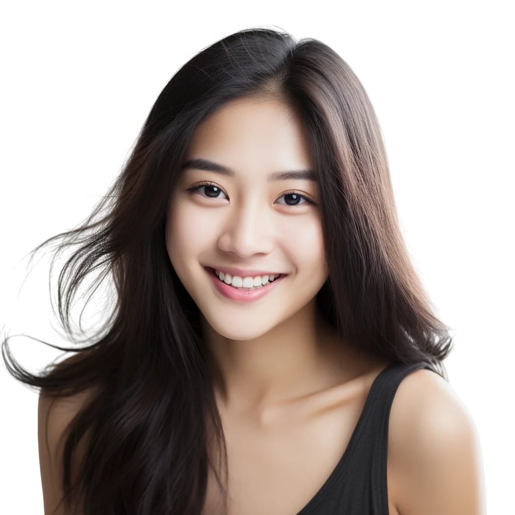 Smiling Young Asian Woman Portrait Free PNG