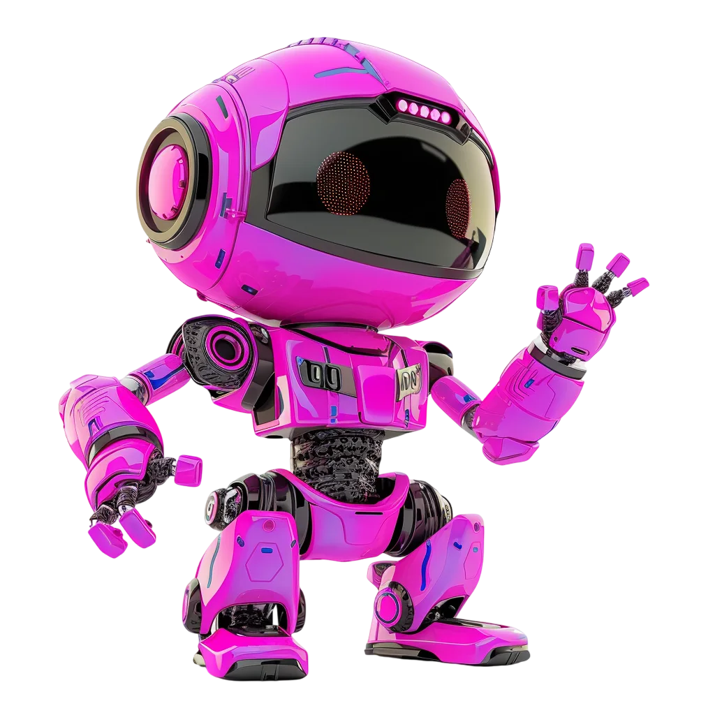 Friendly Pink Humanoid Robot Waving – Free PNG