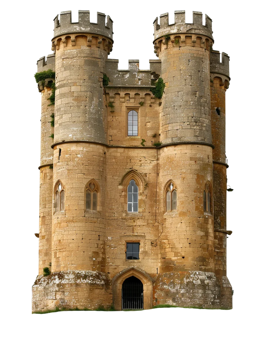 Medieval Stone Castle with Crenellated Towers - Free PNG