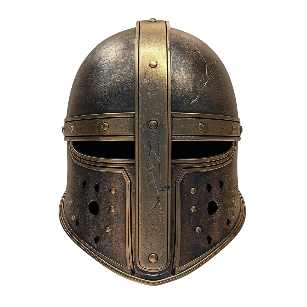 Weathered Bronze Medieval Helmet Free PNG