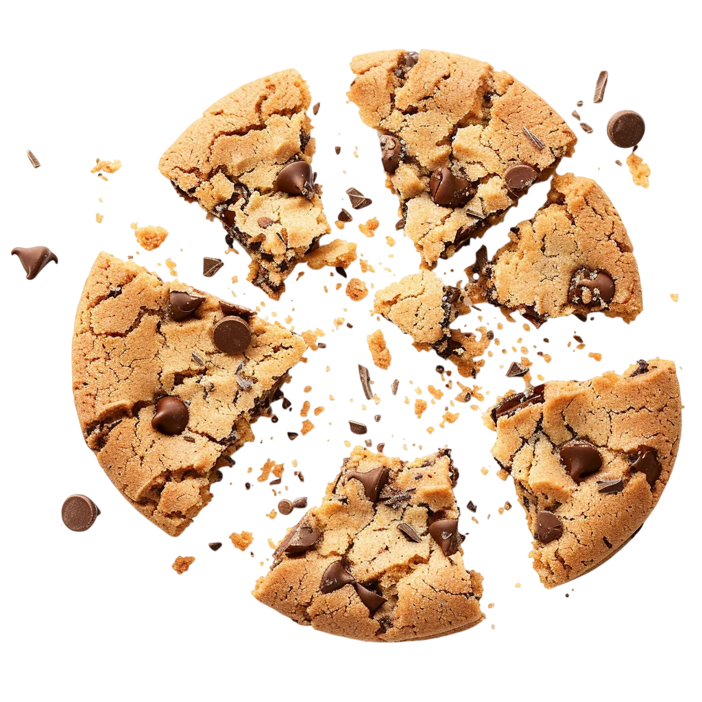 Broken Chocolate Chip Cookie Pieces and Crumbs Free PNG