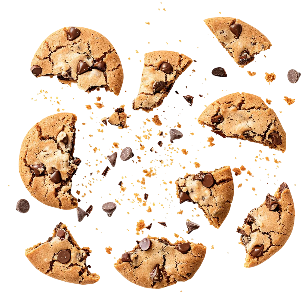 Broken Chocolate Chip Cookies and Crumbs | Free PNG