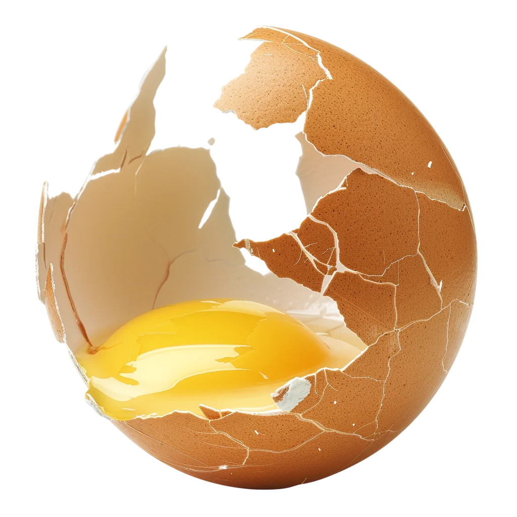 Cracked Brown Egg with Golden Yolk Free PNG