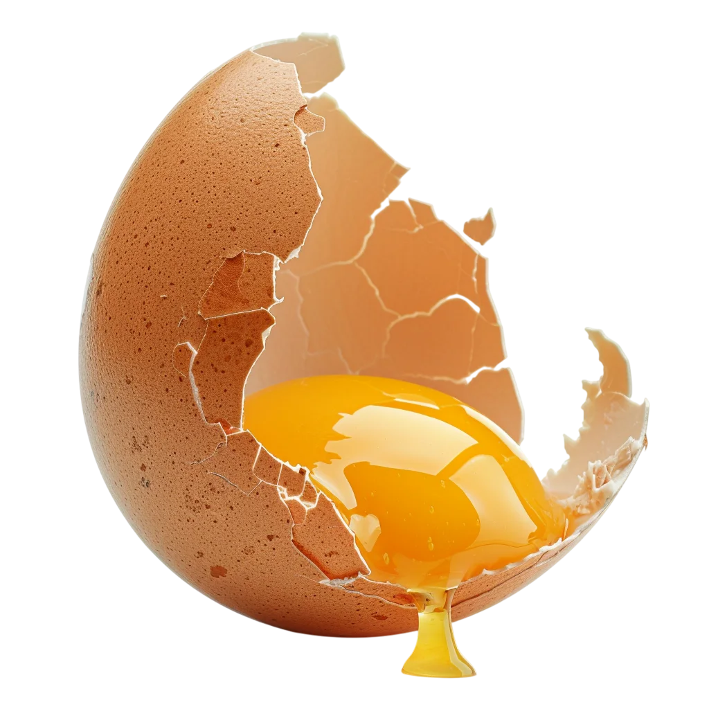 Cracked Brown Egg with Golden Yolk Free PNG