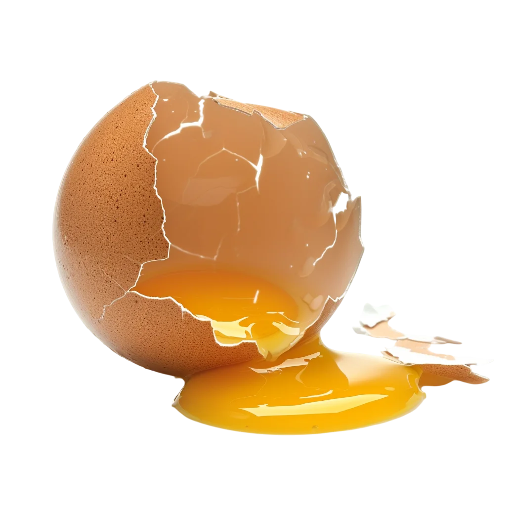 Cracked Brown Egg with Spilled Yolk Free PNG