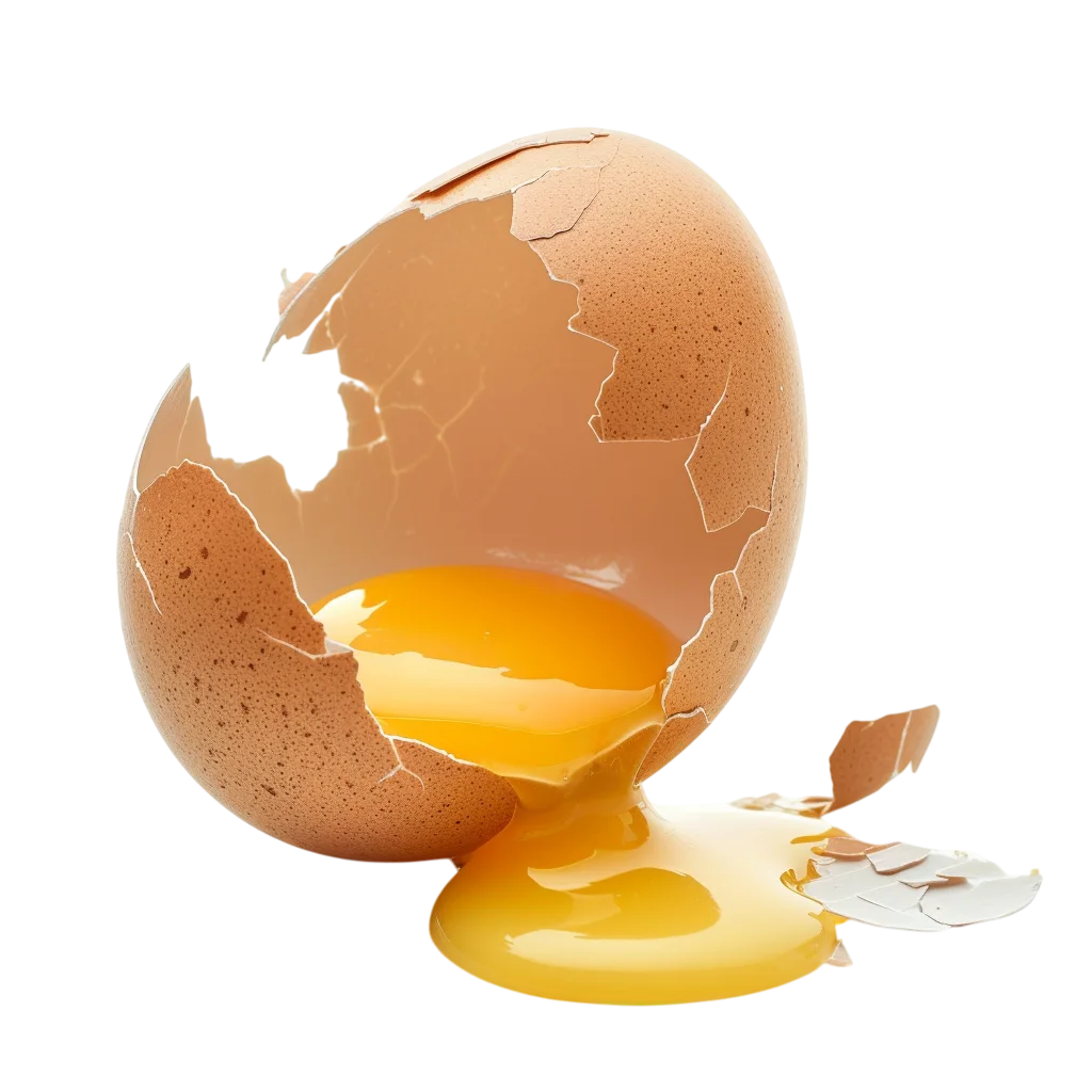 Cracked Brown Egg with Spilled Yolk Free PNG