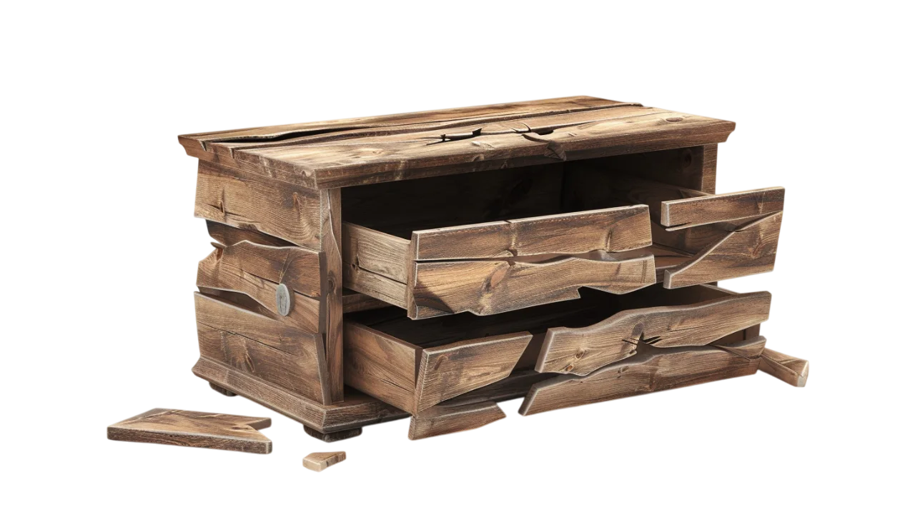 Weathered Wooden Dresser with Open Drawers - Free PNG
