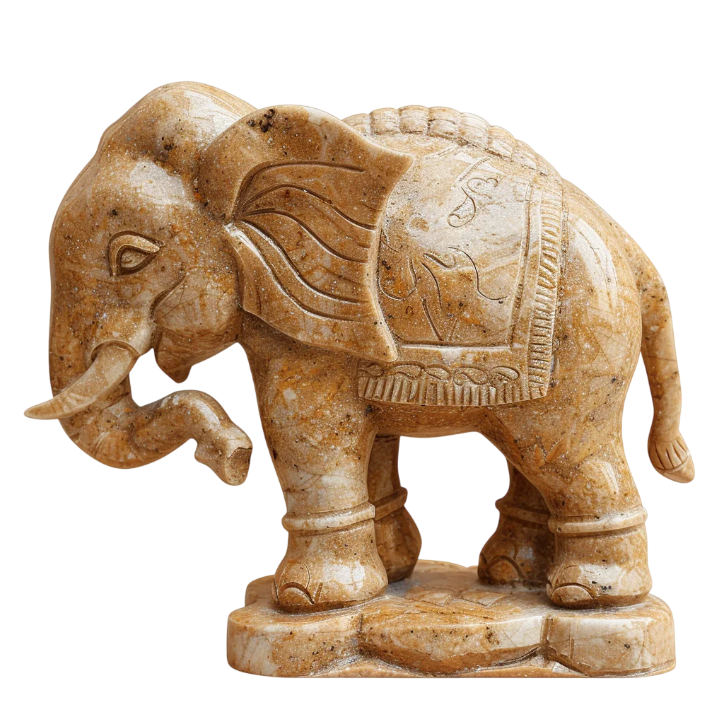 Ornate Carved Stone Elephant Statue | Free PNG