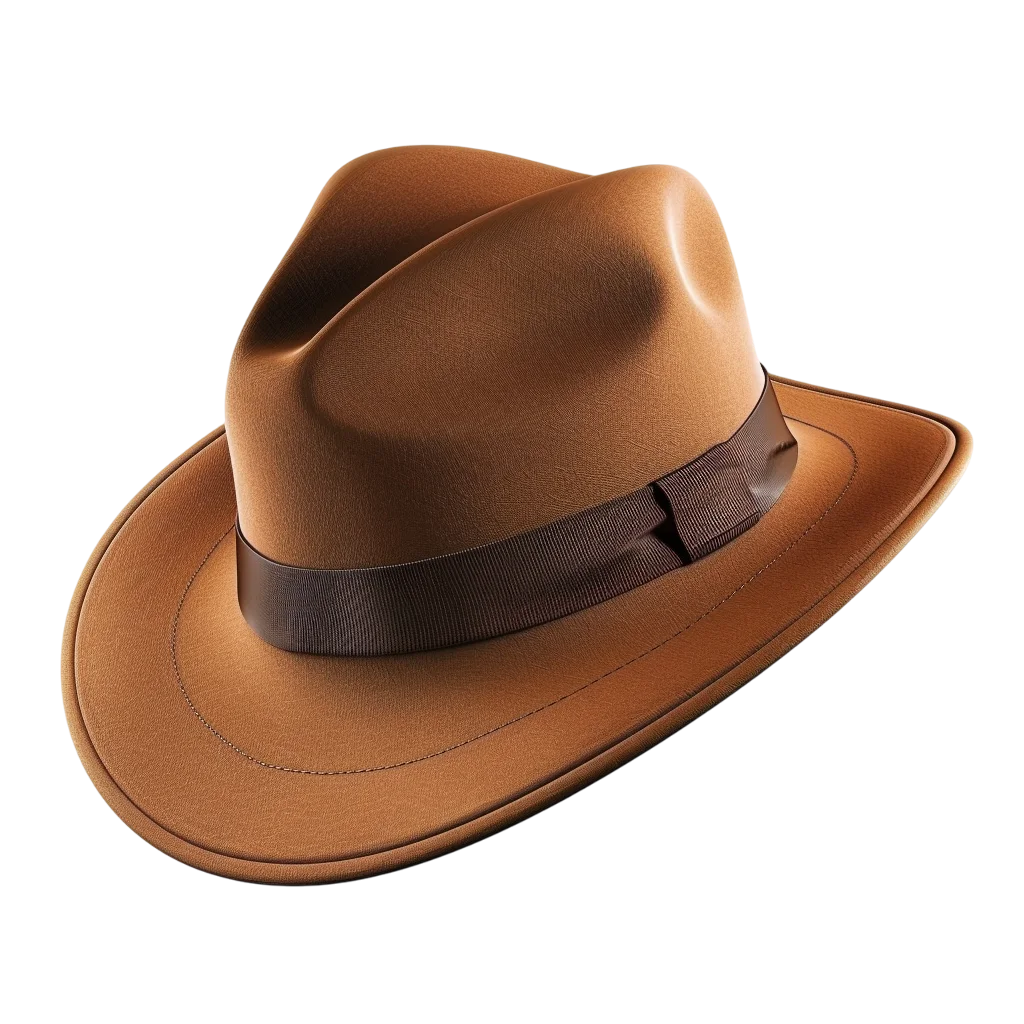 Brown Fedora Hat with Dark Band - Free PNG